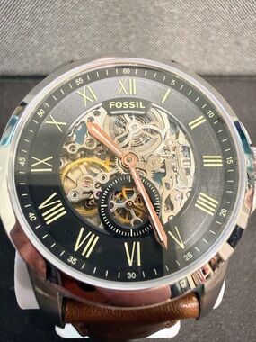 Fossil Skeleton ME 3018 111510 5ATM Automatic Watch - 44mm - Leather Strap Brown